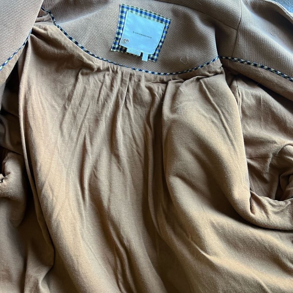 Anthropologie Sascha Asymmetrical Jacket Camel Button Up Coat Womens Large - Picture 6 of 7